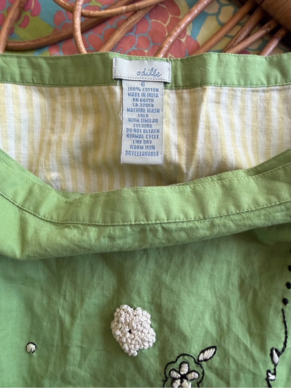 Odille Green Wrap Skirt with Cream Ruffle Trim - Picture 6 of 6